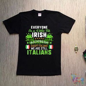t Patricks Day Except Italians Little Bit Irish Shamrock T shirt